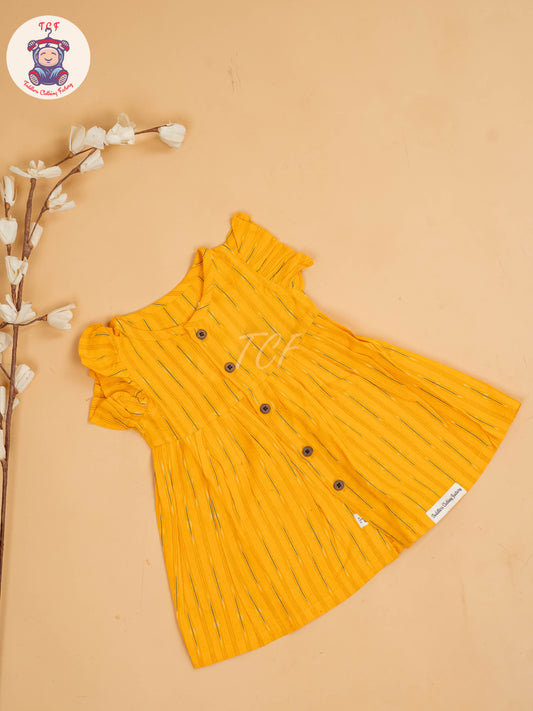 Yellow - Girls Readymade Ikat Frocks
