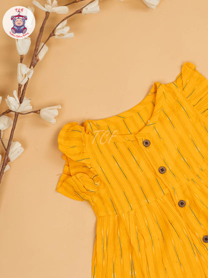 Yellow - Girls Readymade Ikat Frocks