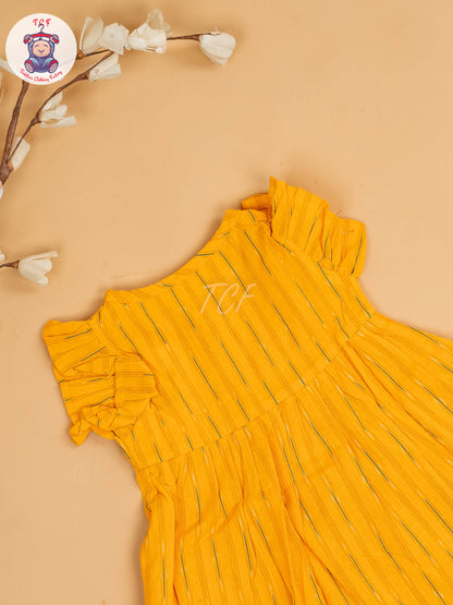Yellow - Girls Readymade Ikat Frocks