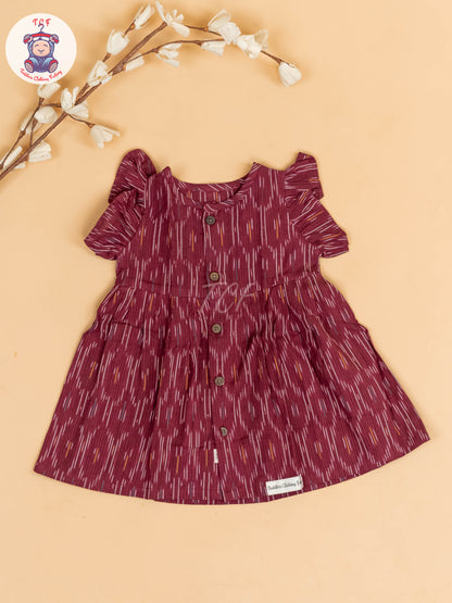 Maroon - Girls Readymade Ikat Frocks