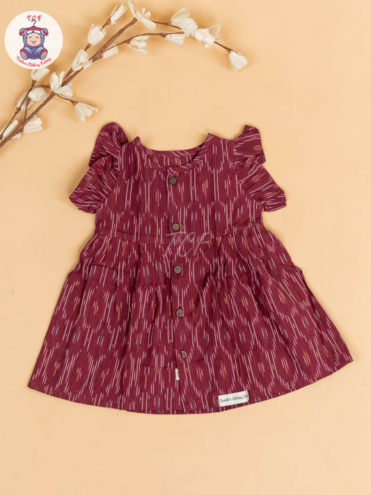 Maroon - Girls Readymade Ikat Frocks