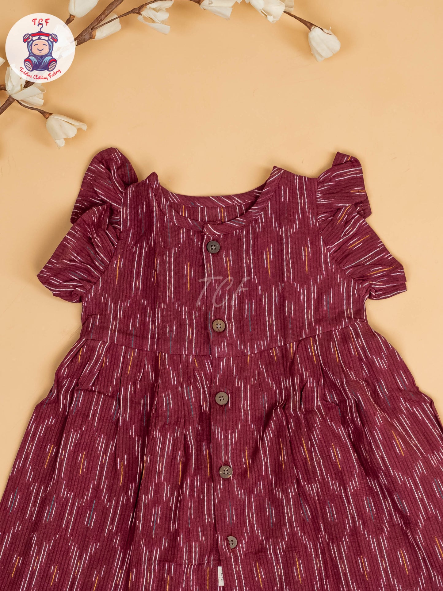 Maroon - Girls Readymade Ikat Frocks
