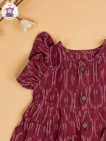 Maroon - Girls Readymade Ikat Frocks