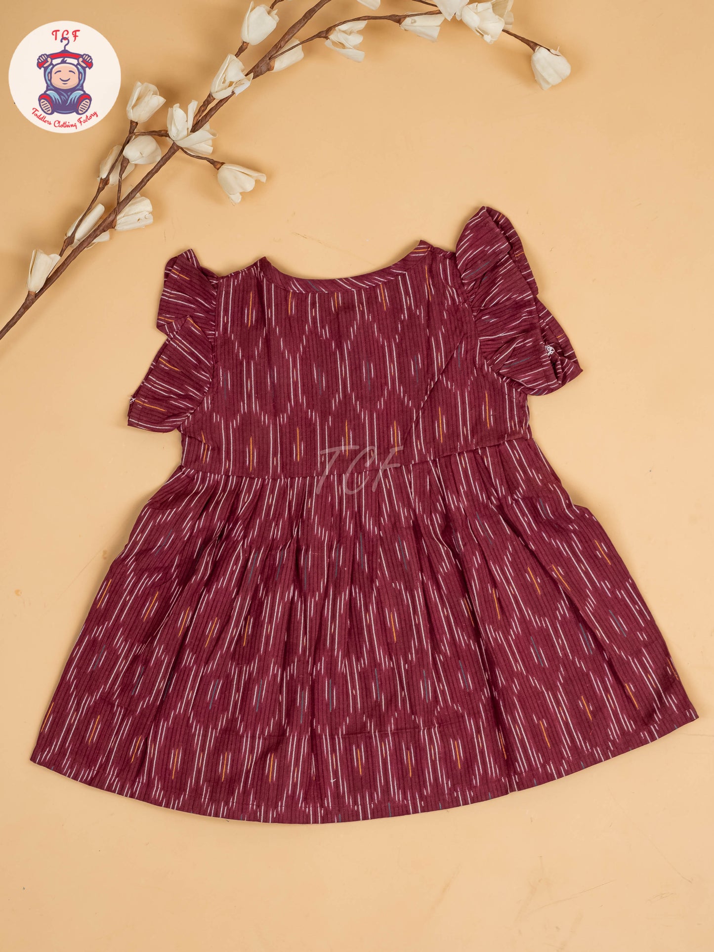 Maroon - Girls Readymade Ikat Frocks