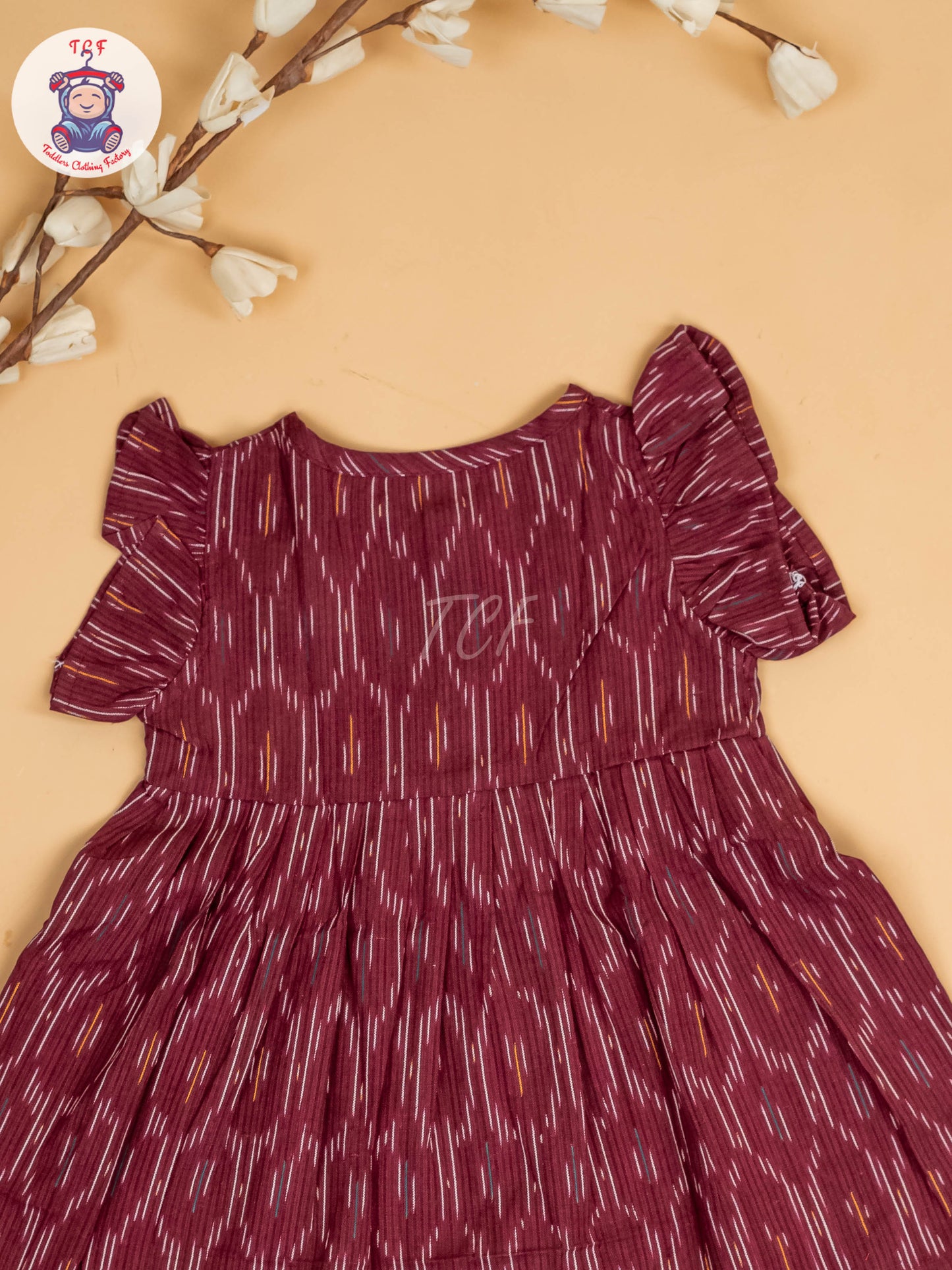 Maroon - Girls Readymade Ikat Frocks
