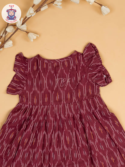 Maroon - Girls Readymade Ikat Frocks