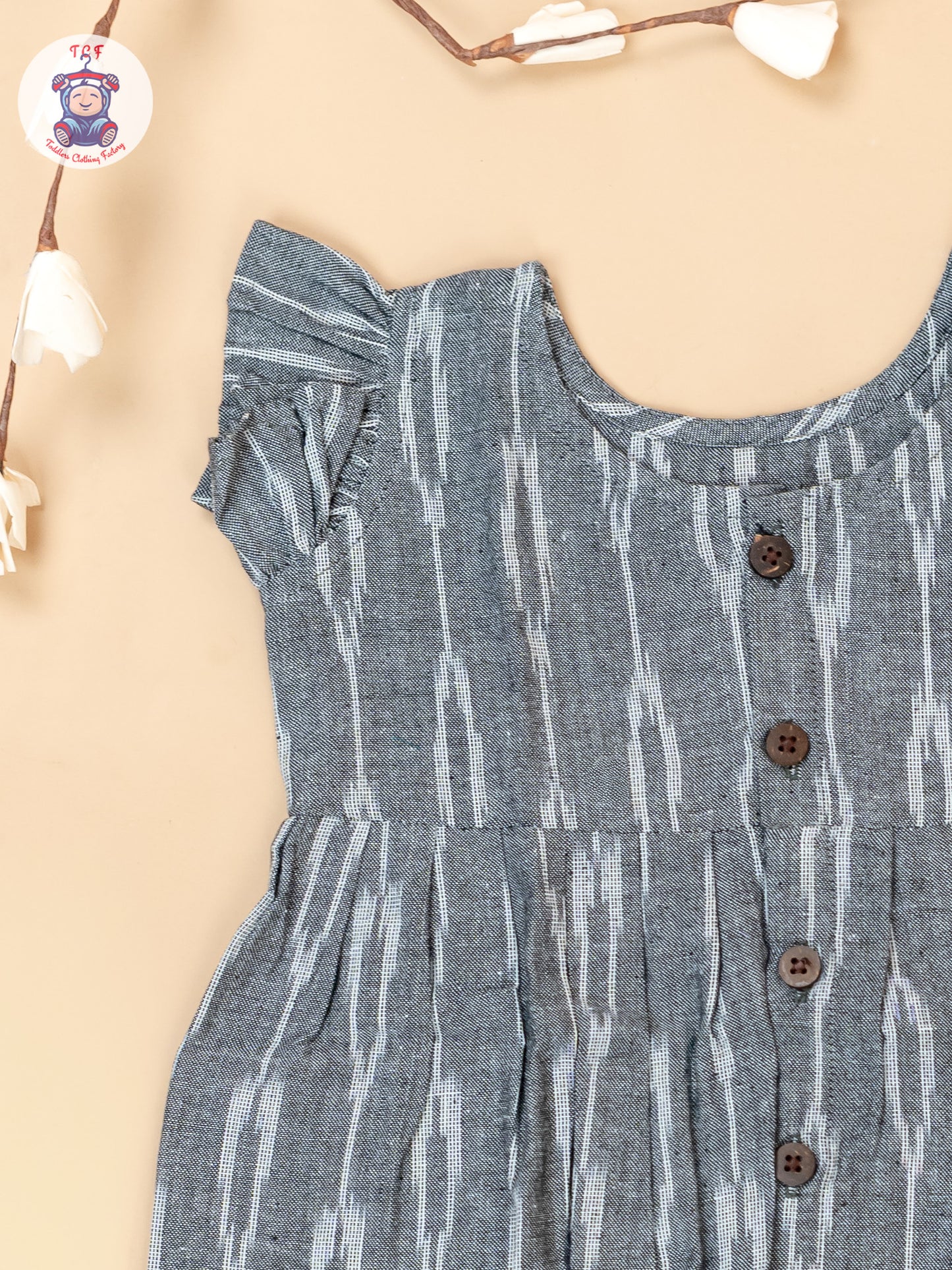 Grey - Girls Readymade Ikat Frocks