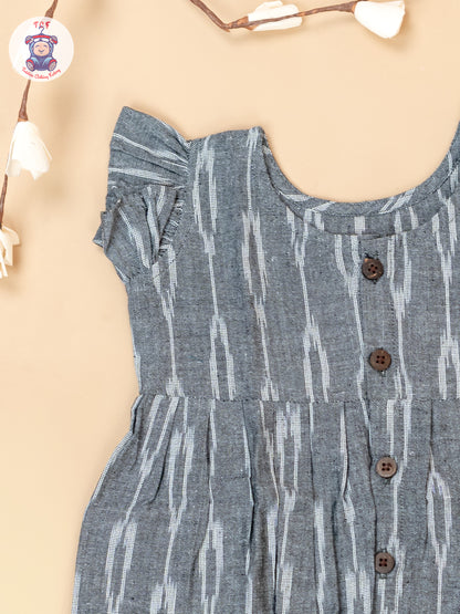 Grey - Girls Readymade Ikat Frocks