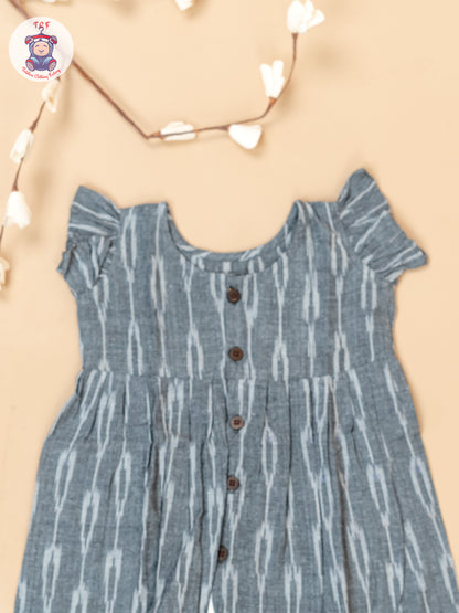 Grey - Girls Readymade Ikat Frocks