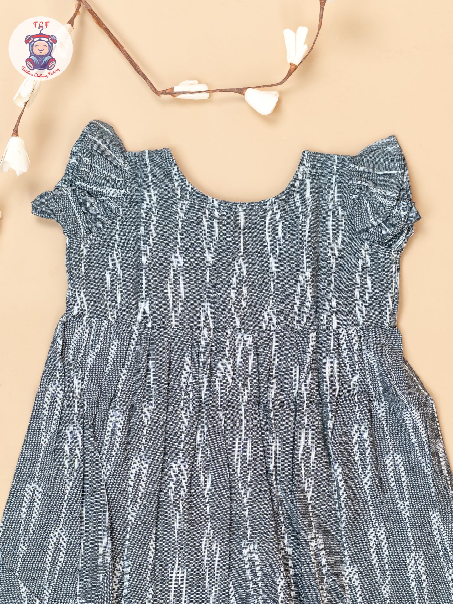 Grey - Girls Readymade Ikat Frocks