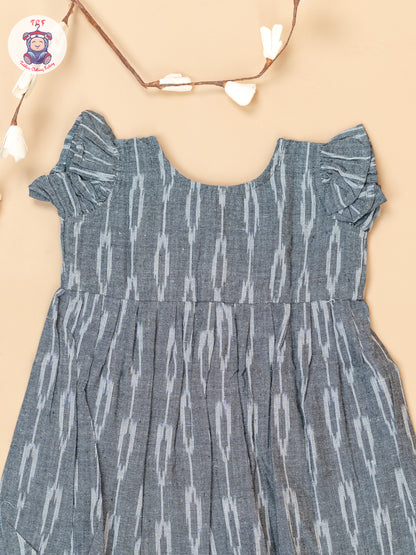 Grey - Girls Readymade Ikat Frocks
