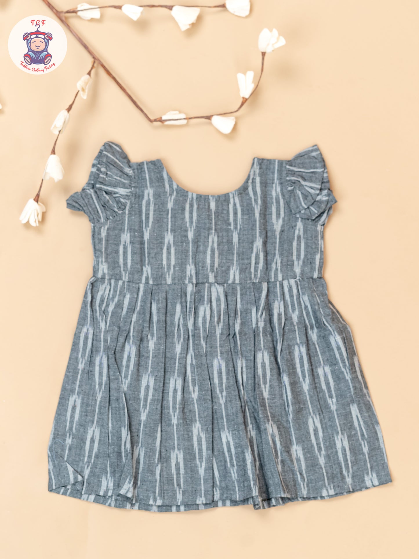 Grey - Girls Readymade Ikat Frocks
