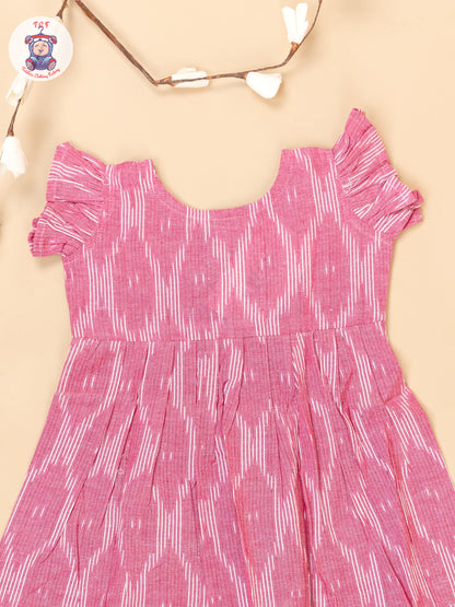 Pink - Girls Readymade Ikat Frocks