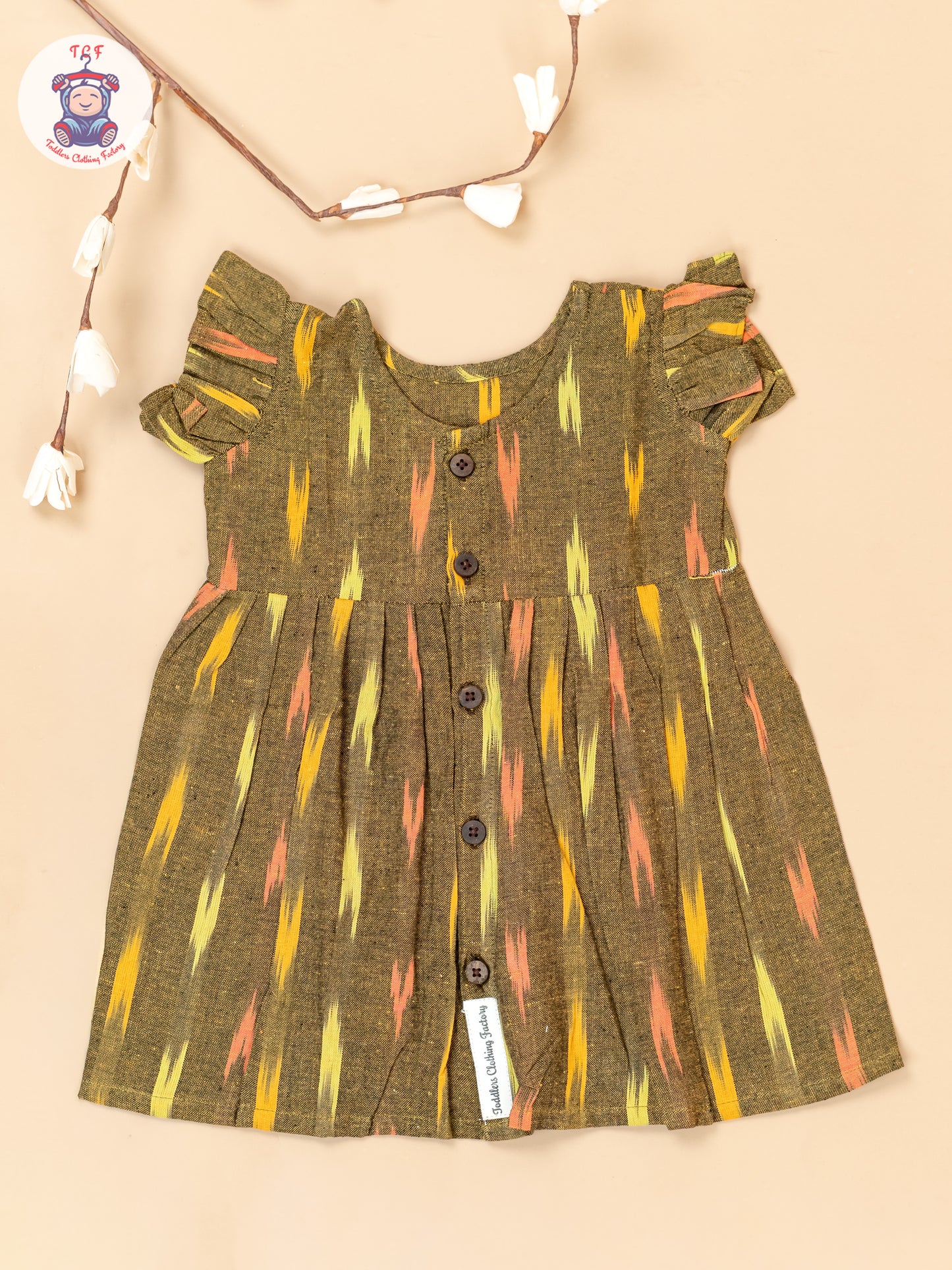 Mustard - Girls Readymade Ikat Frocks