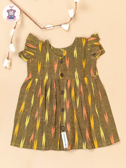 Mustard - Girls Readymade Ikat Frocks