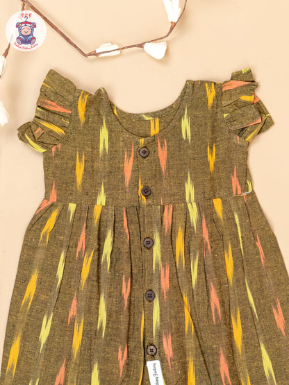 Mustard - Girls Readymade Ikat Frocks