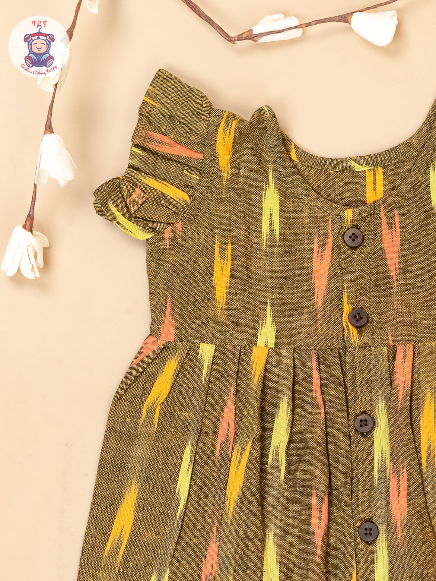 Mustard - Girls Readymade Ikat Frocks