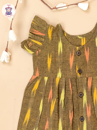 Mustard - Girls Readymade Ikat Frocks