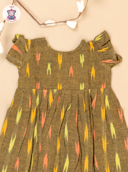 Mustard - Girls Readymade Ikat Frocks