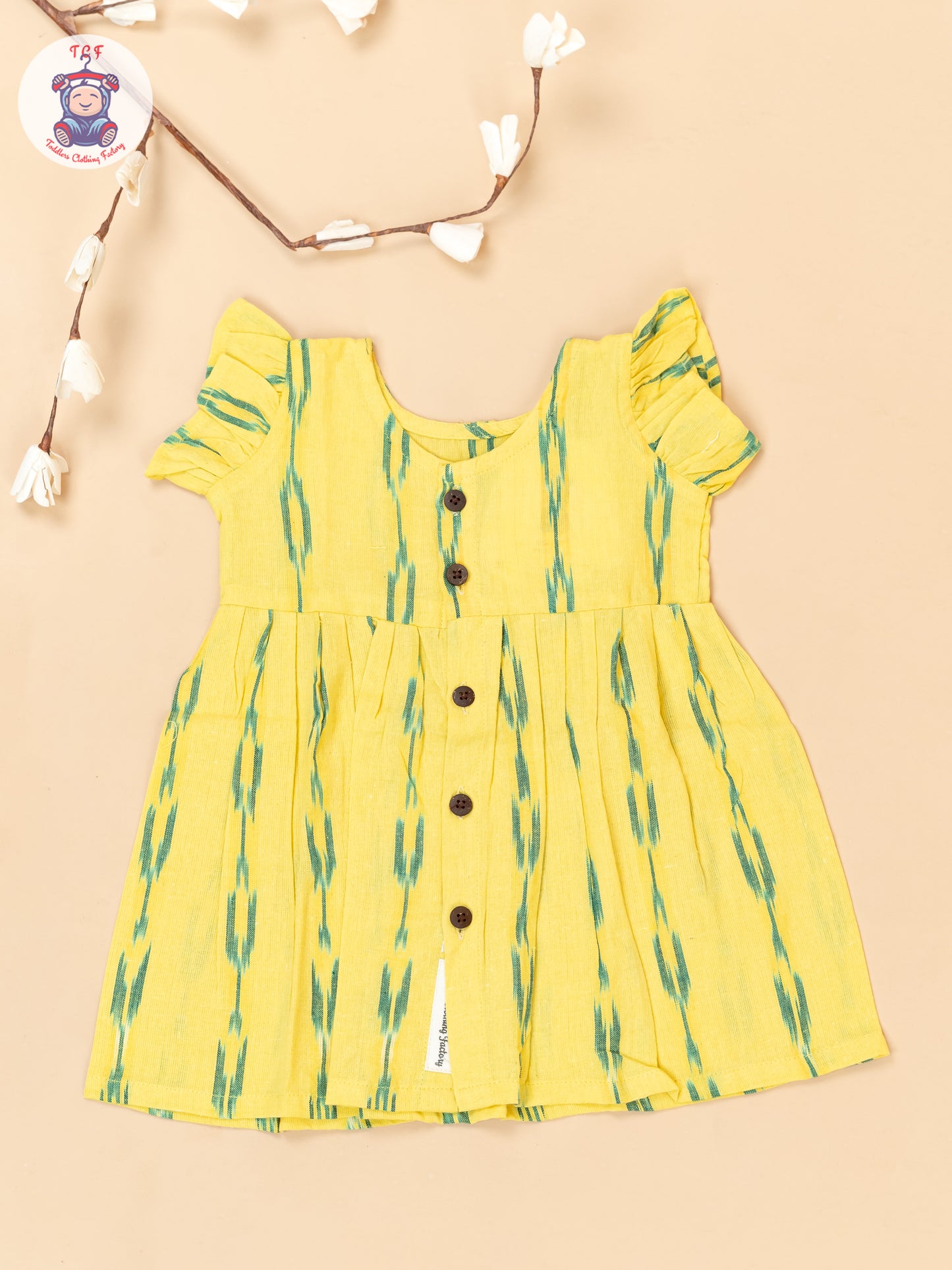 Yellow - Girls Readymade Ikat Frocks