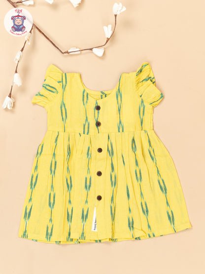 Yellow - Girls Readymade Ikat Frocks