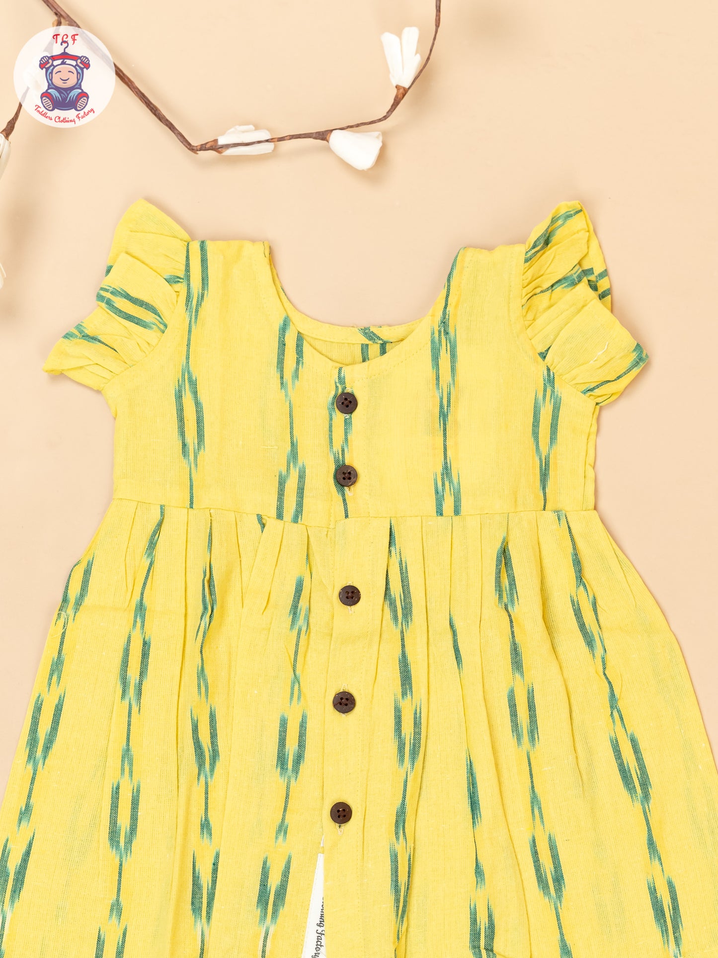 Yellow - Girls Readymade Ikat Frocks