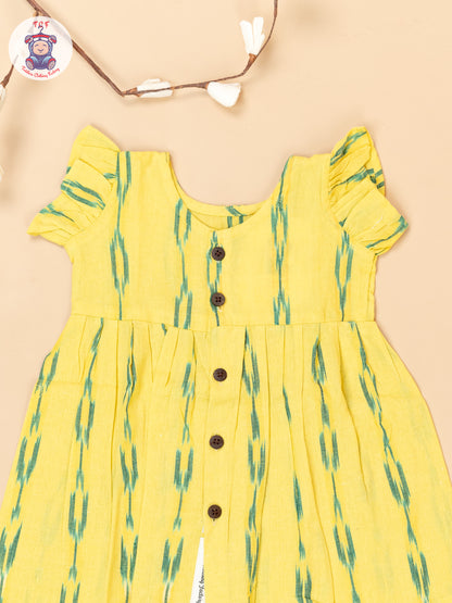 Yellow - Girls Readymade Ikat Frocks