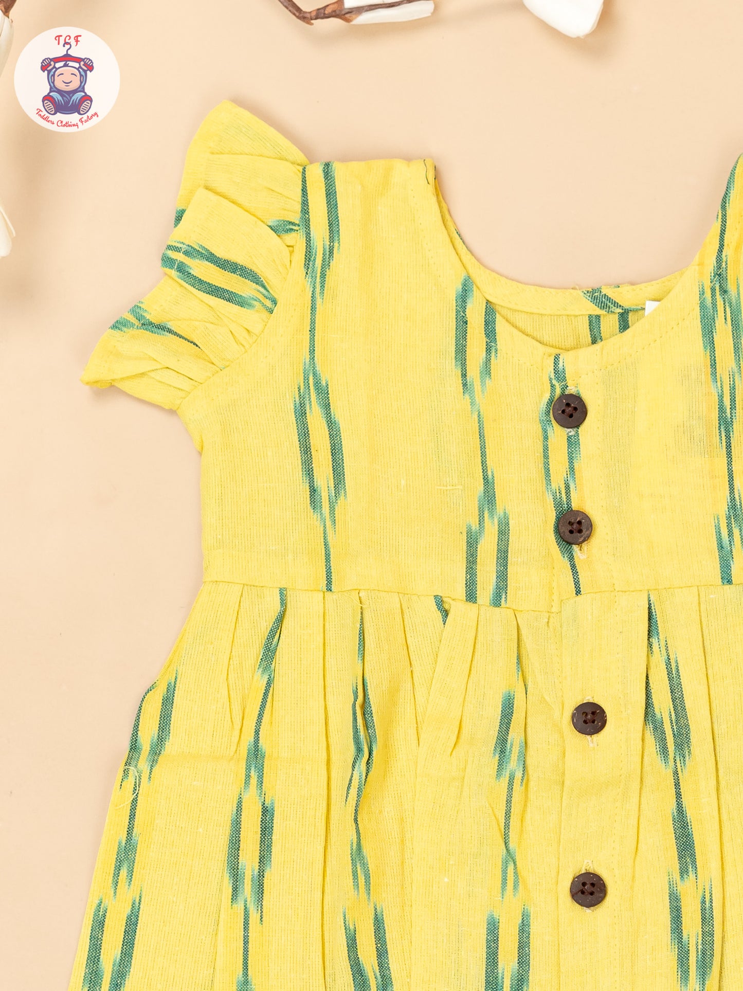 Yellow - Girls Readymade Ikat Frocks