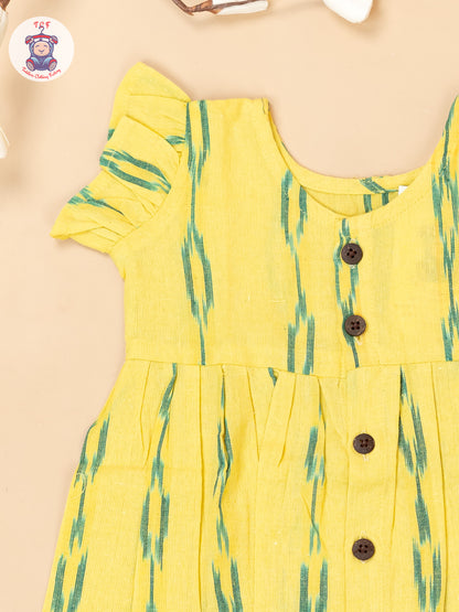 Yellow - Girls Readymade Ikat Frocks