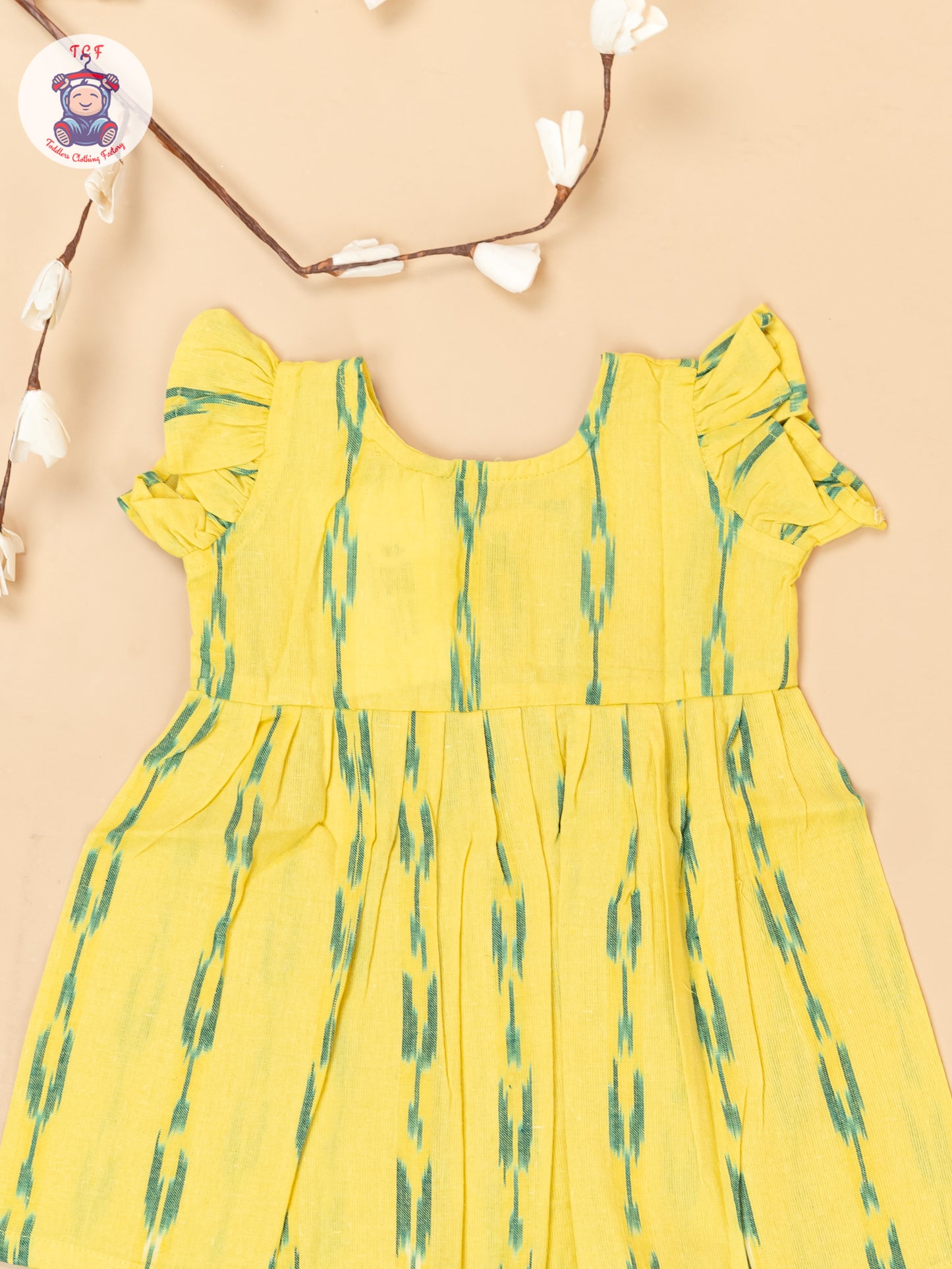 Yellow - Girls Readymade Ikat Frocks