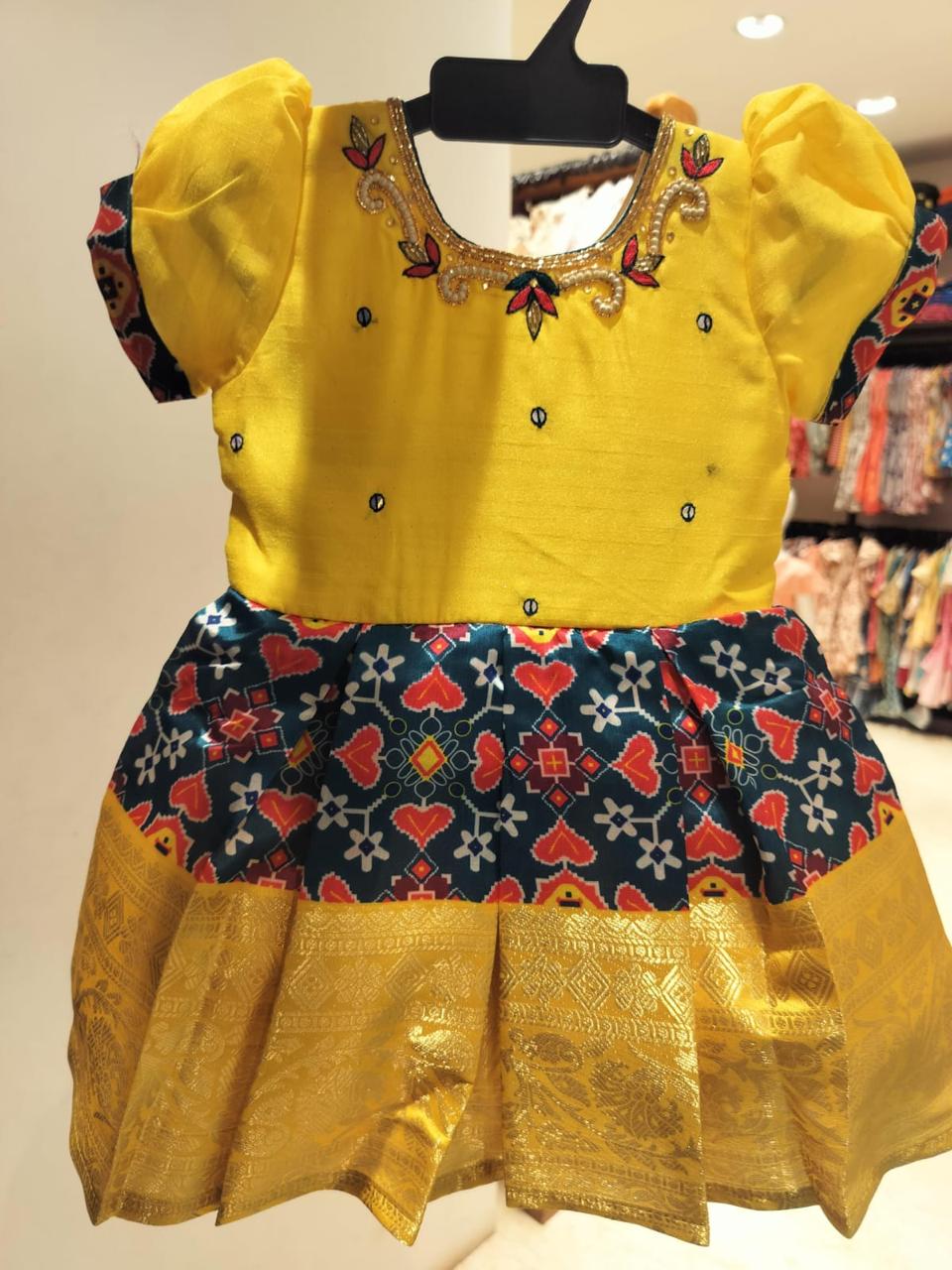 Yellow & Green - Kids Readymade Frocks