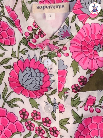 Pink & White - Floral Printed Boys Readymade Kurta Sets