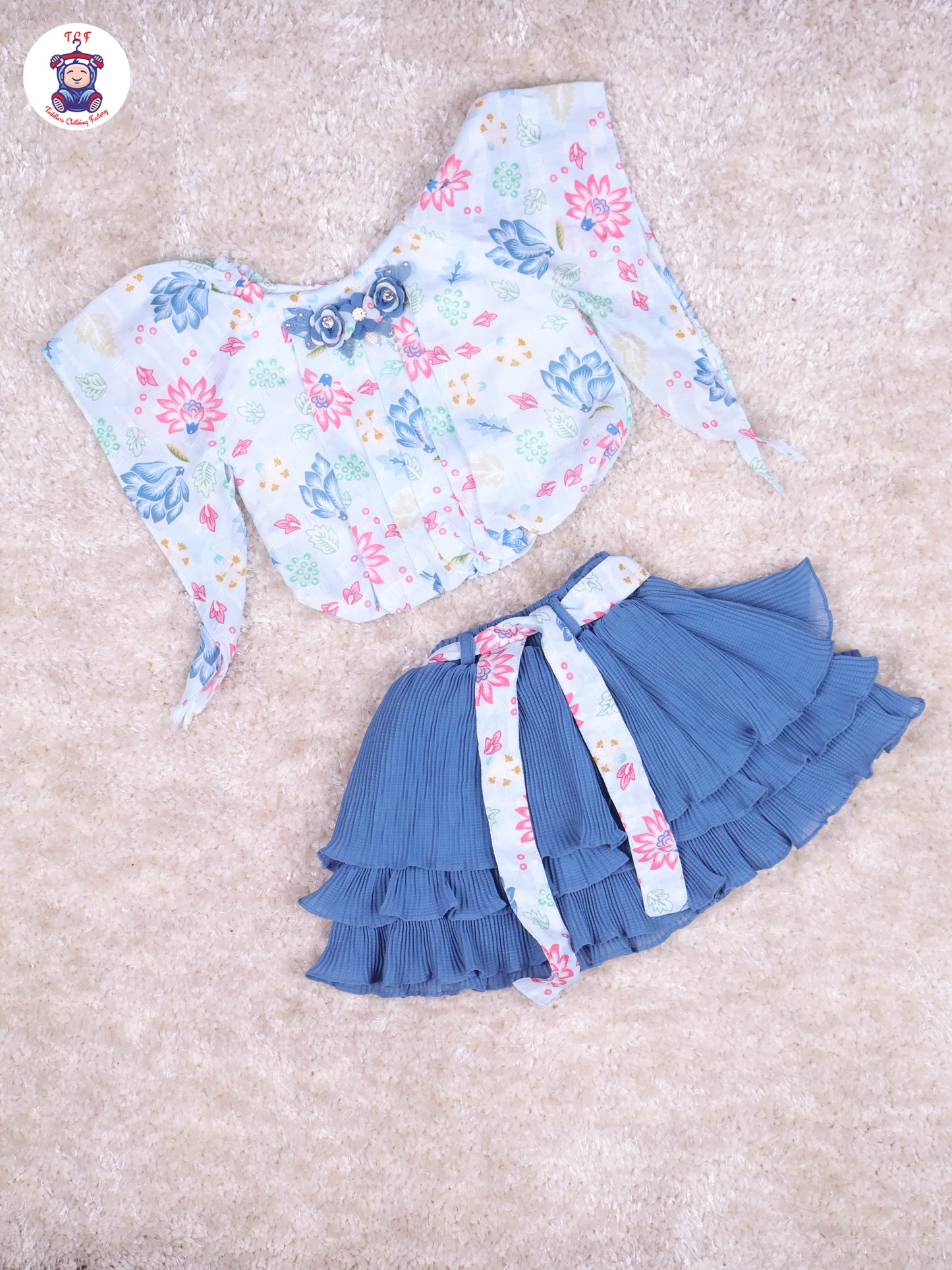 Light Blue - Girls Top & Mini Skirt