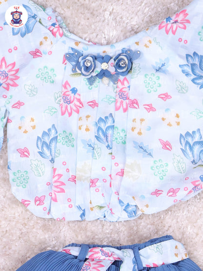 Light Blue - Girls Top & Mini Skirt