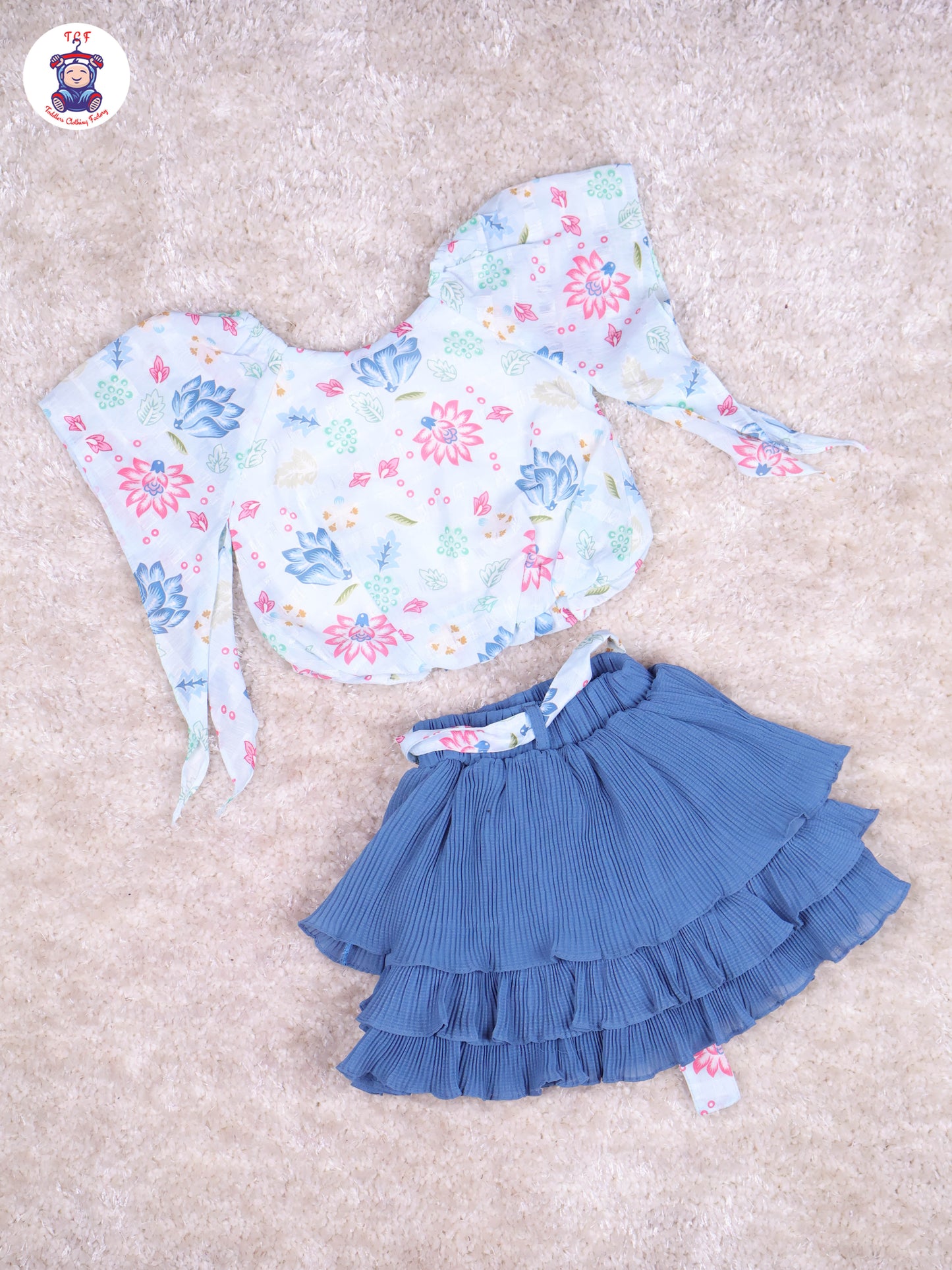 Light Blue - Girls Top & Mini Skirt