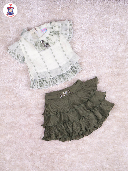 Light Green - Girls Top & Mini Skirt