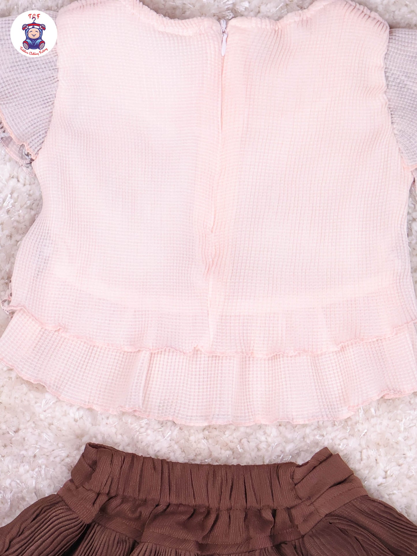 Peach & Brown - Girls Top & Mini Skirt