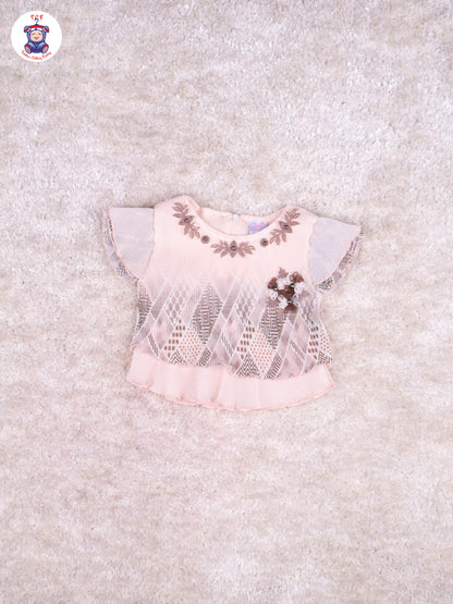 Peach & Brown - Girls Top & Mini Skirt