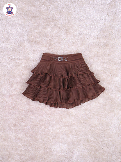 Peach & Brown - Girls Top & Mini Skirt