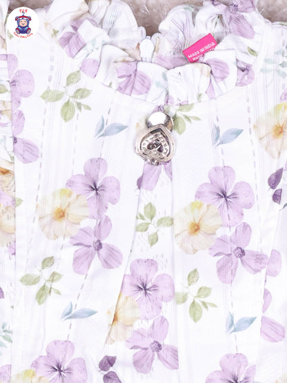 Lavender & White - Floral Girls Suspender Skirts