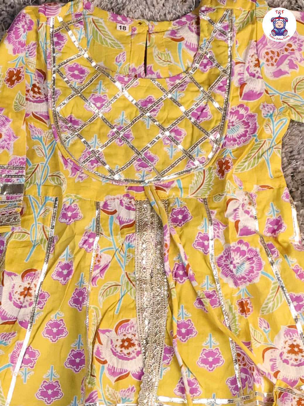 Yellow & Lavender - Floral Printed Afgani Kurti With Pant And Dupatta