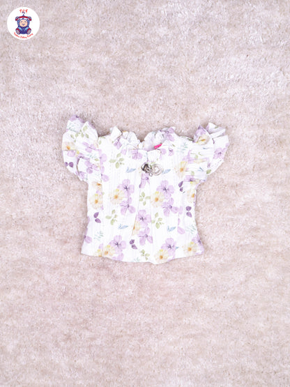 Lavender & White - Floral Girls Suspender Skirts