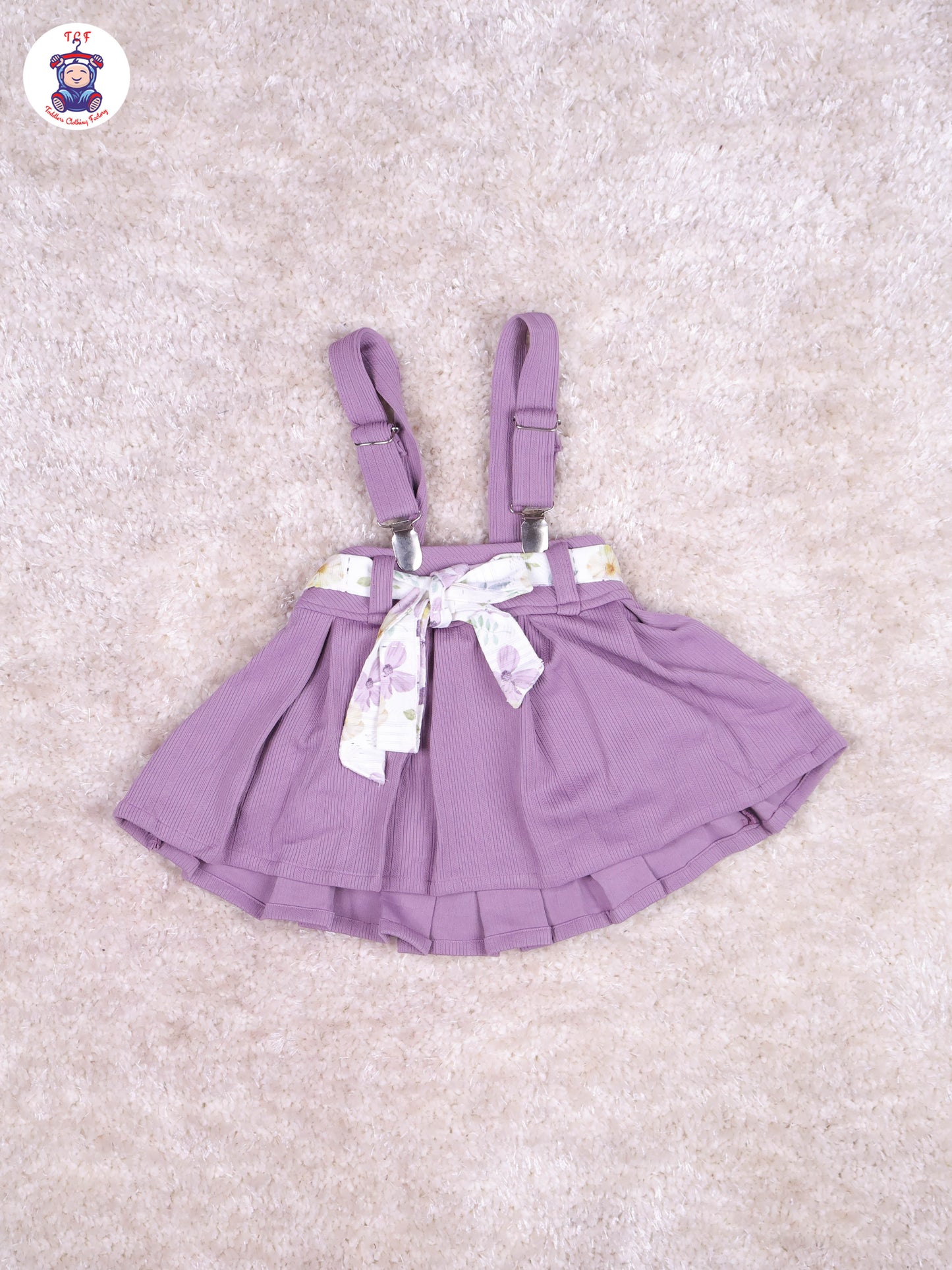 Lavender & White - Floral Girls Suspender Skirts