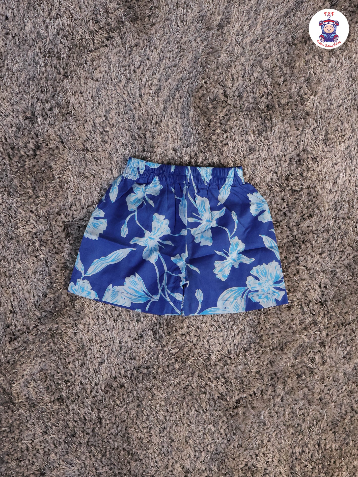 Blue - Printed Pure Cotton Top & Shorts