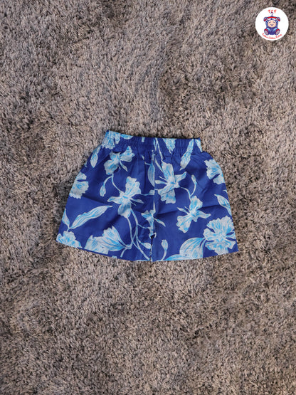Blue - Printed Pure Cotton Top & Shorts