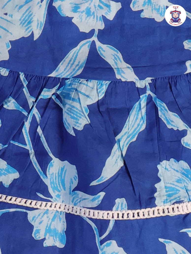 Blue - Printed Pure Cotton Top & Shorts