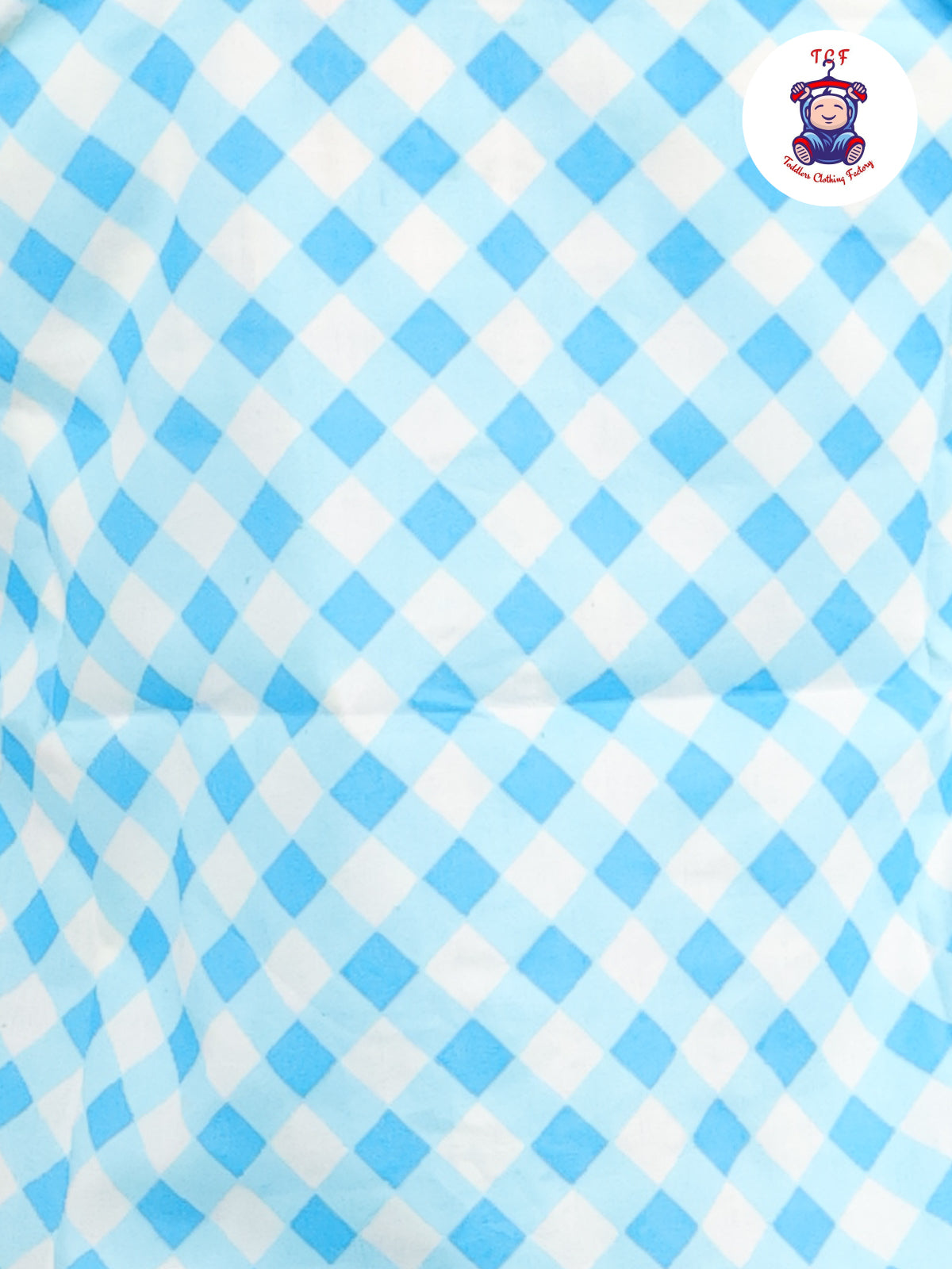 Sky Blue - Box Printed Spread Collor Shirt With Shorts