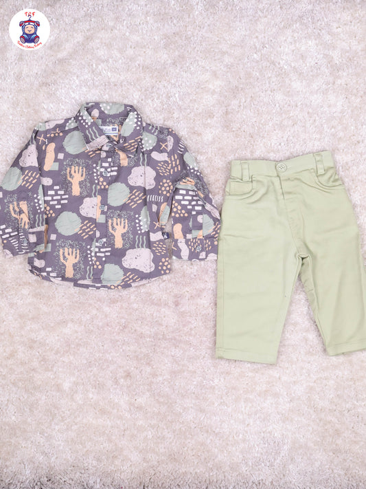 Light Green & Grey - Shirt & Pant