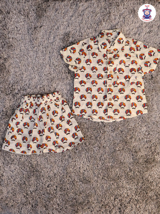 Orange - Boys Readymade Cotton Shiets & Shorts