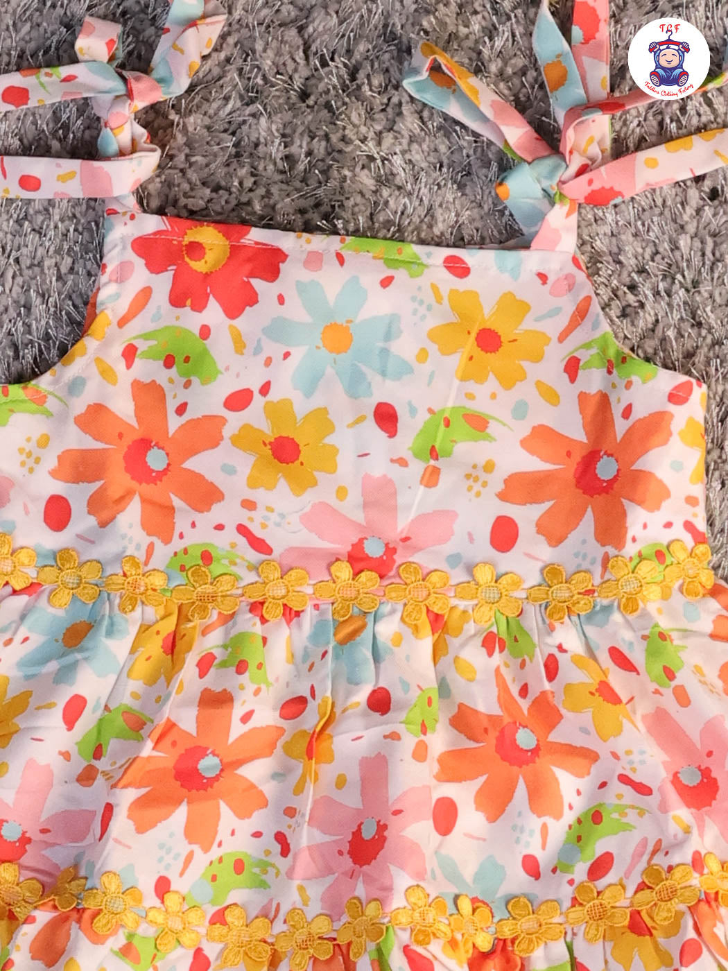 Rainbow & White - Floral Printed Flared Knot Frocks